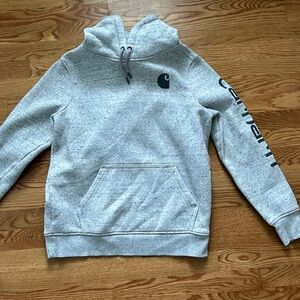 Carhartt grey hoodie with logo on sleeve